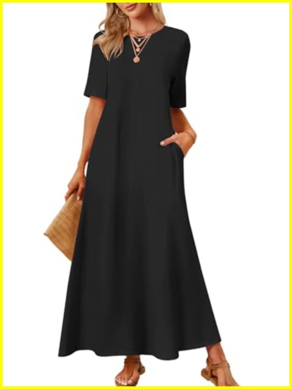 Casual Short Sleeve Maxi T-Shirt Dress with Pockets